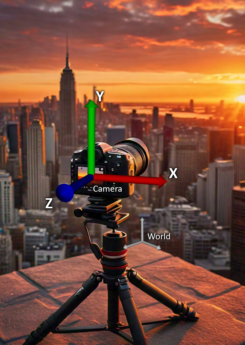 Image: Ocean's default camera coordinate system used for Computer Graphs and Computer Vision