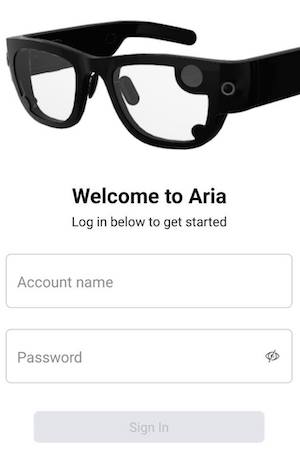 Aria Mobile App Sign In Screen