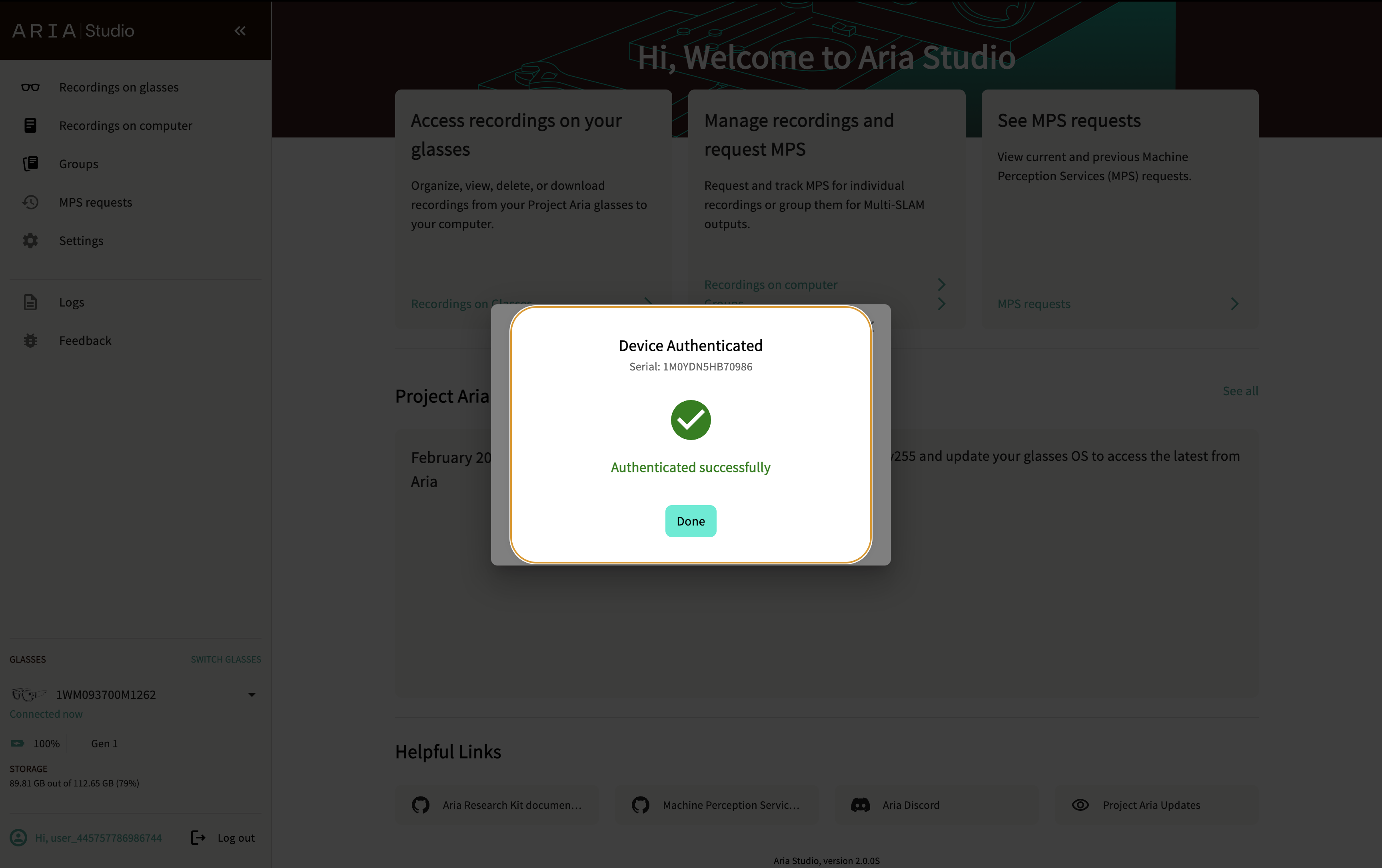 Device authenticated successfully