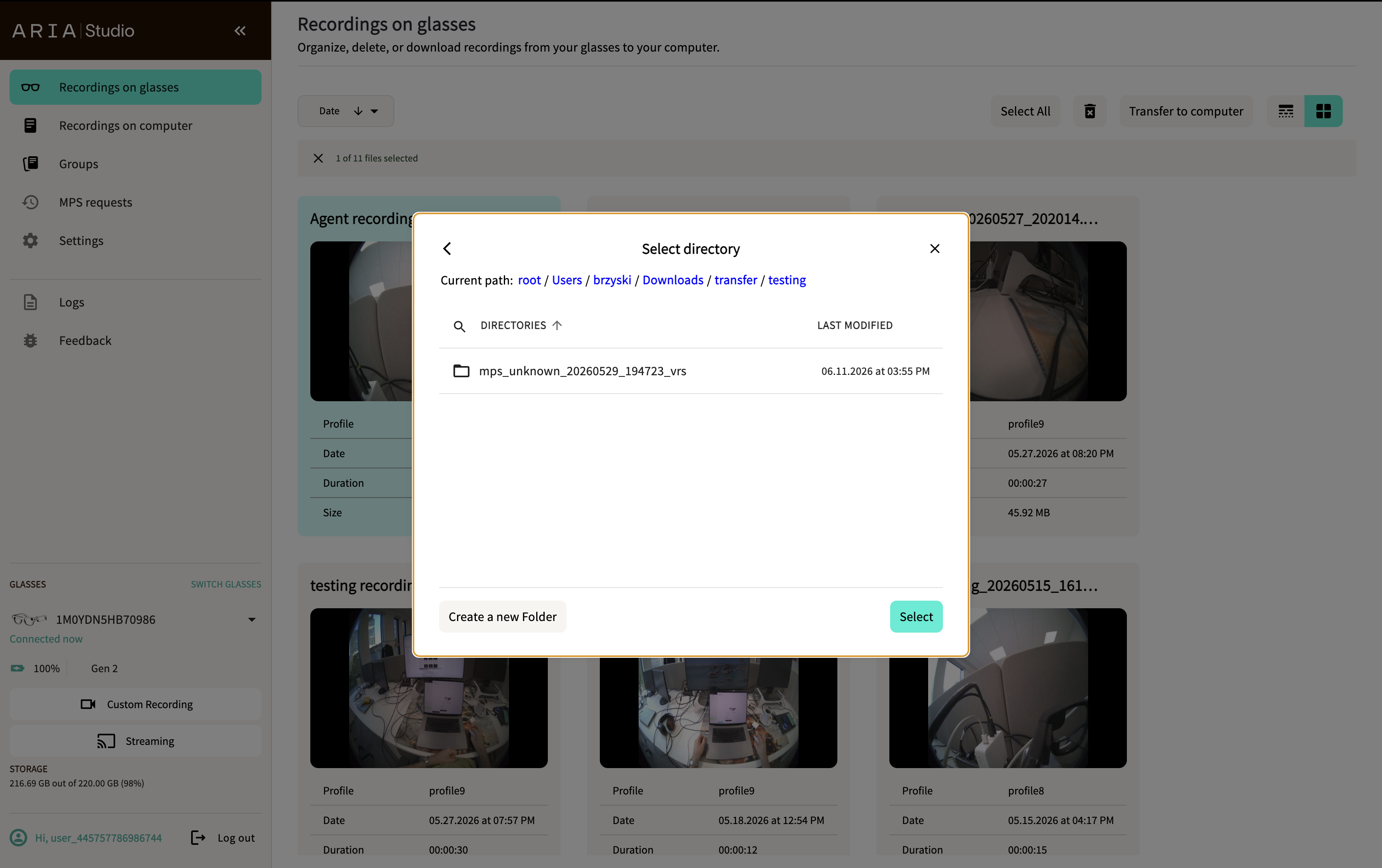 Select directory dialog
