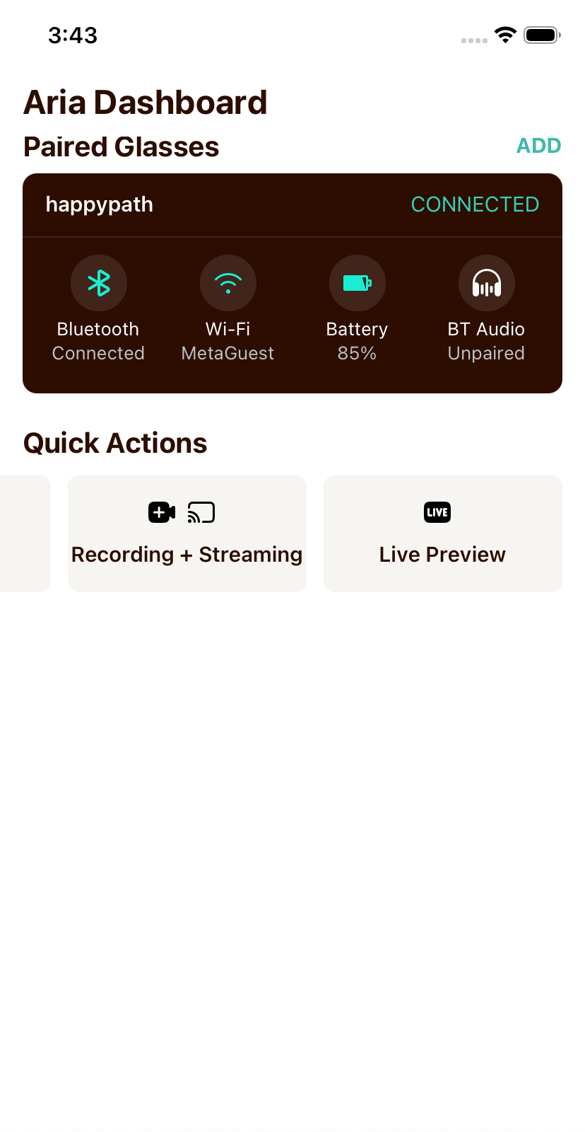 Live Stream Checklist Live Preview | Project Aria Docs