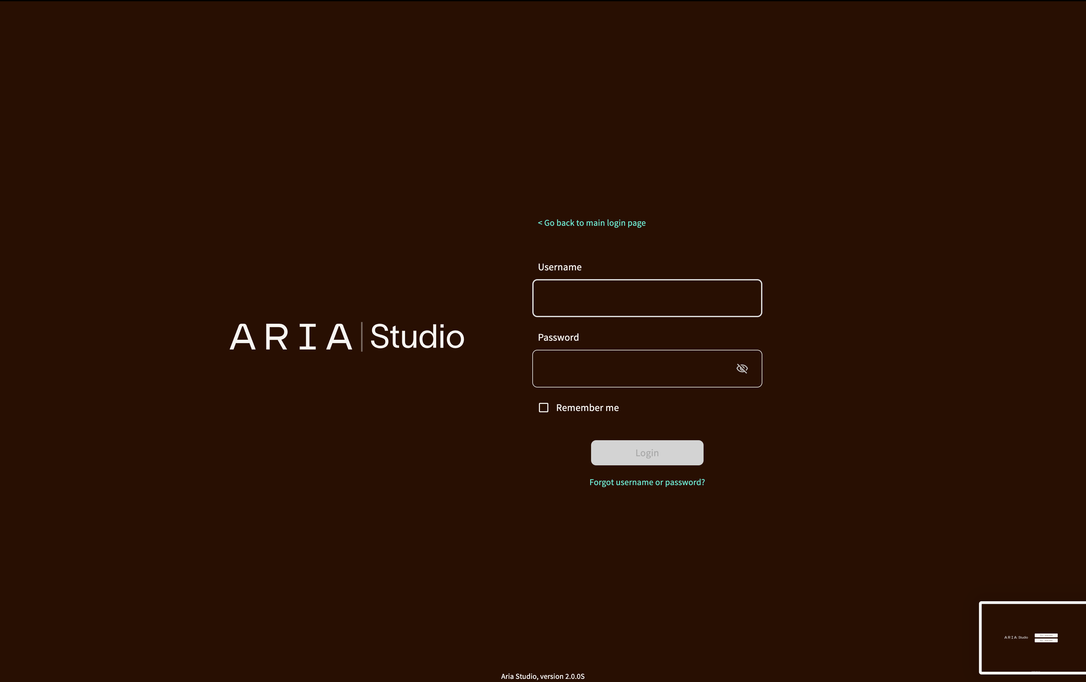 Login screen for Gen 1