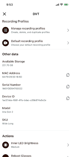 Recording Profiles section