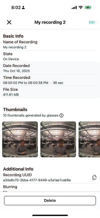Recording details