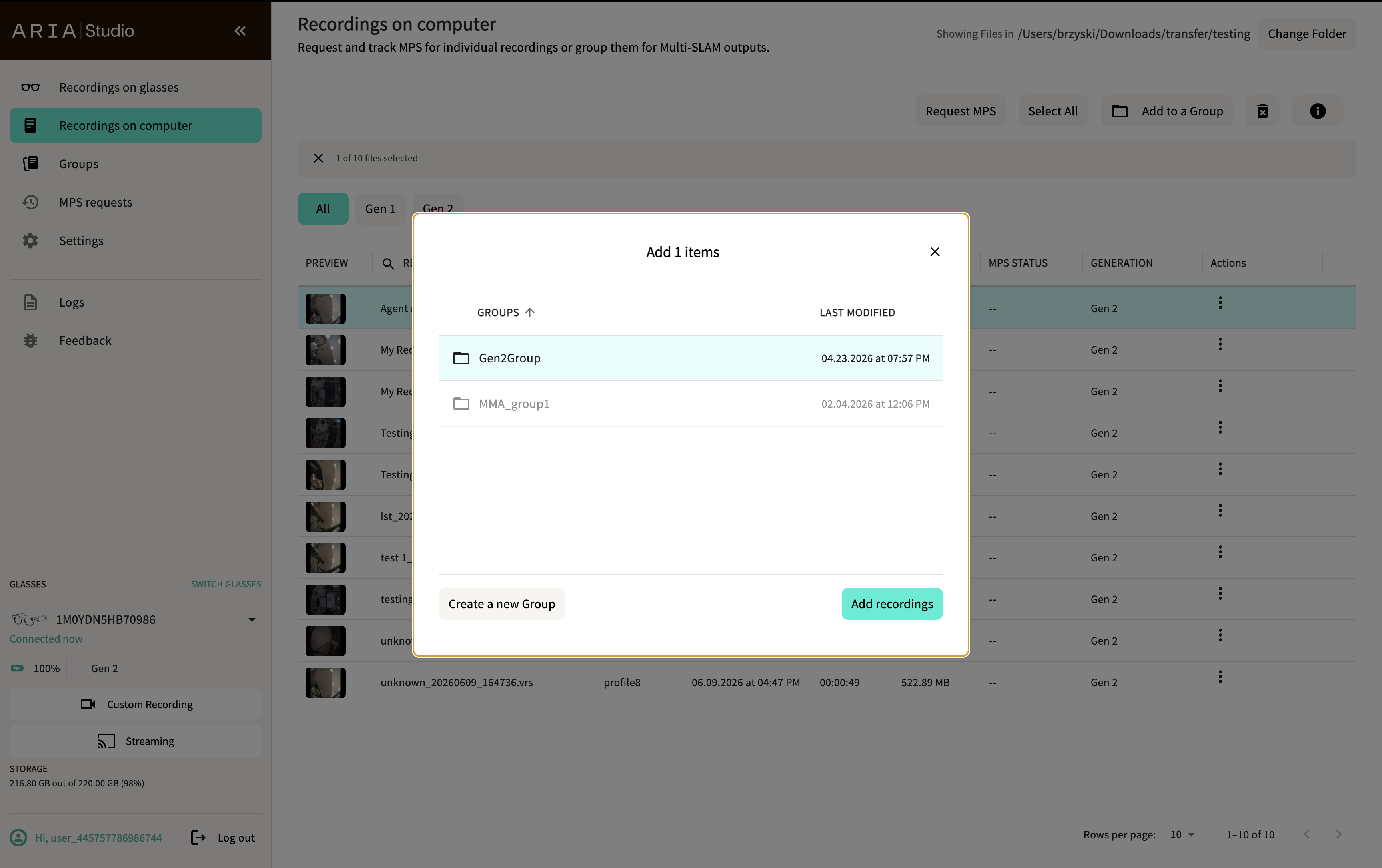 Add to group dialog