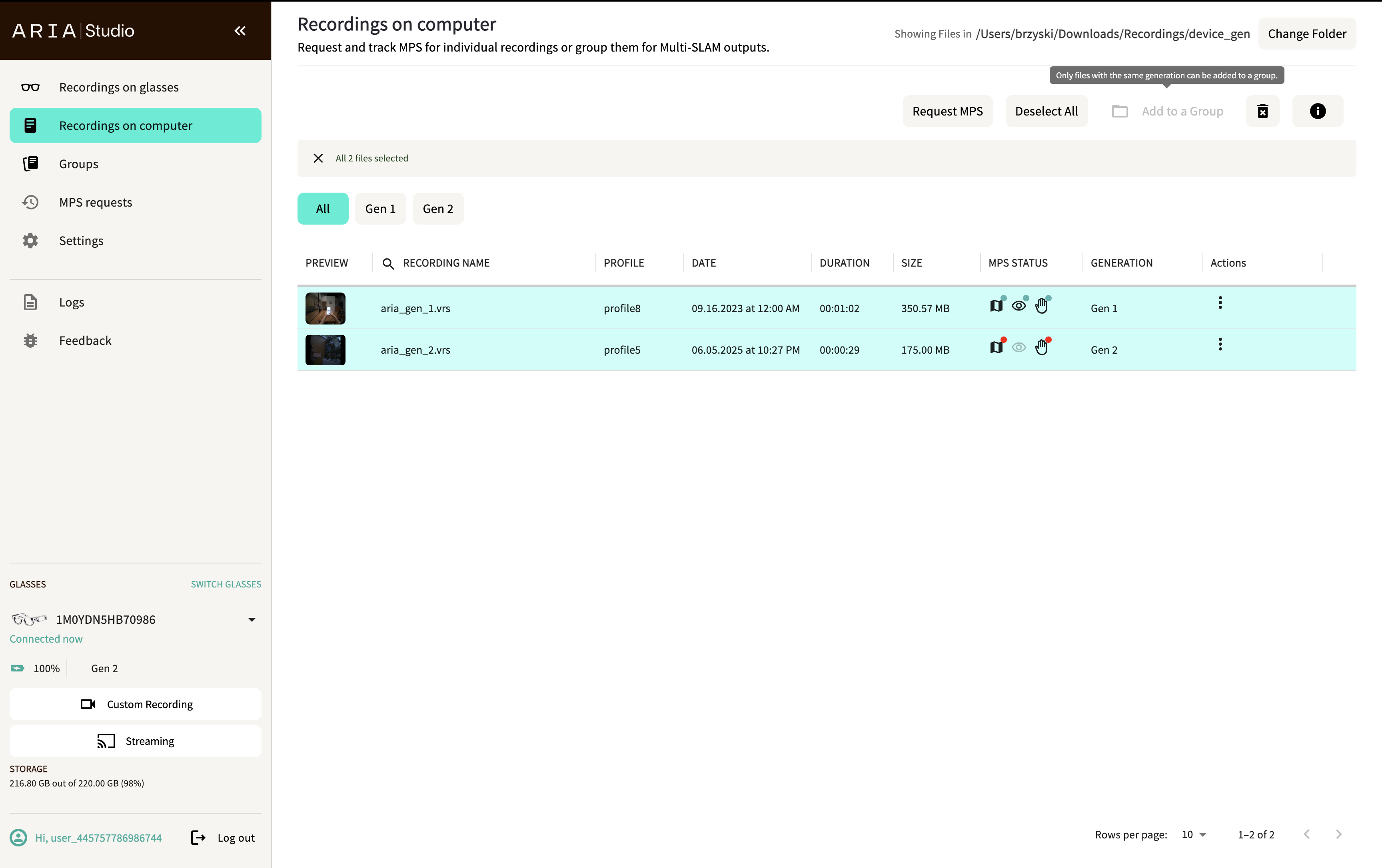 Add to a Group disabled for a mixed-generation selection