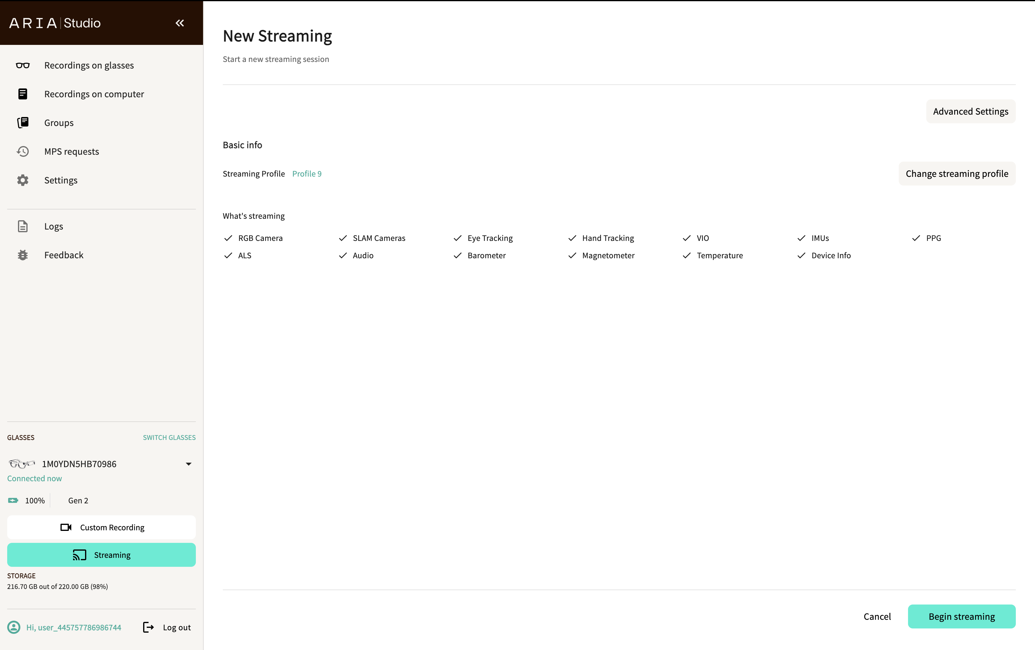 New Streaming page