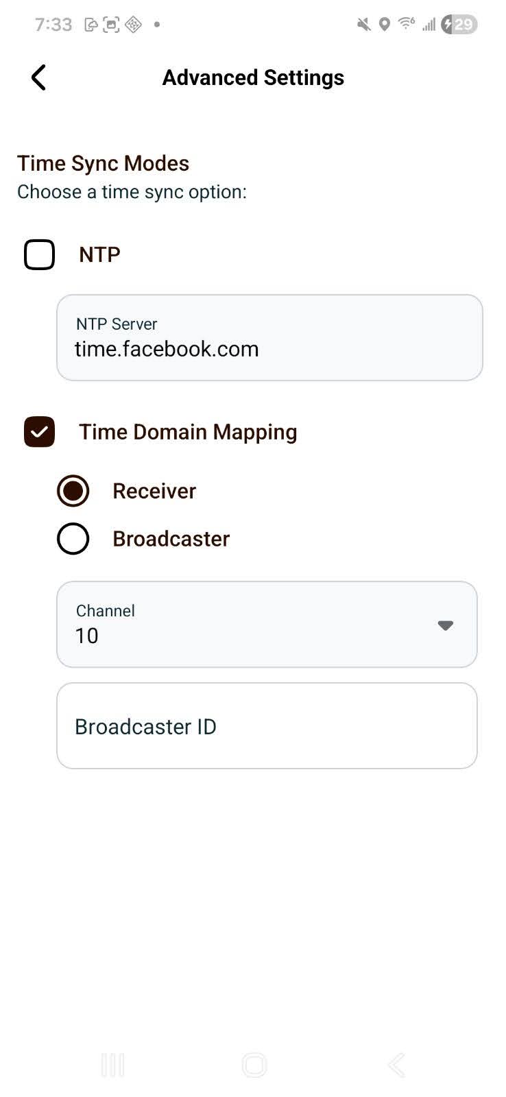 Receiver entering Broadcaster ID