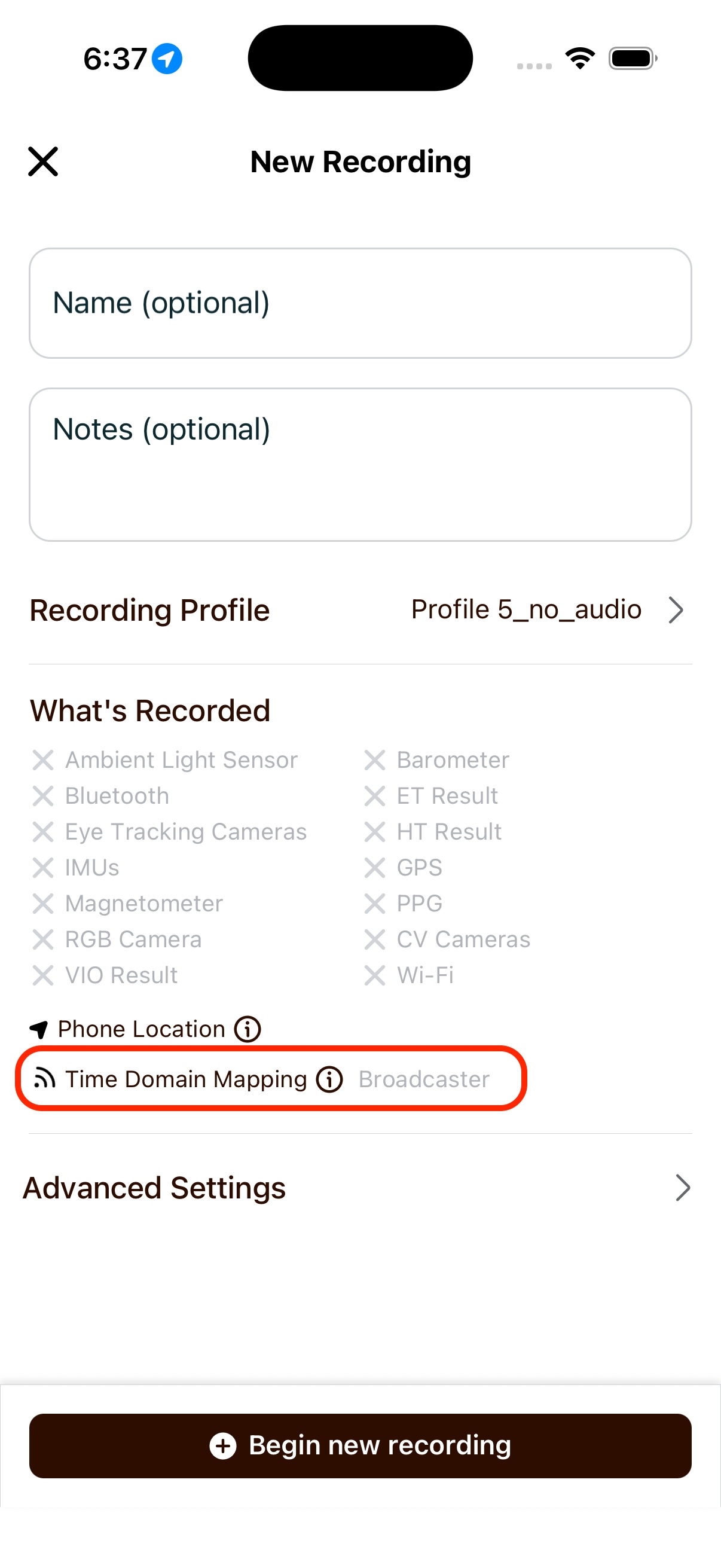 Time Domain Mapping in what's recorded