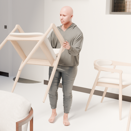 Synthetic actor in a restaurant scene