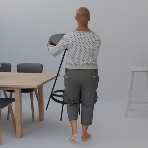 Synthetic actor in a coffee shop scene