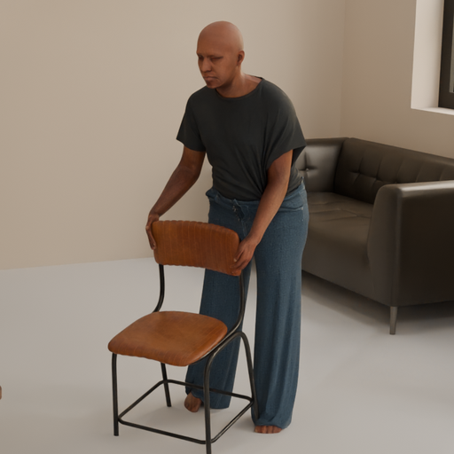 Synthetic actor in a restaurant scene
