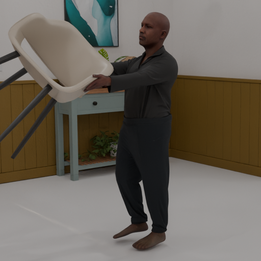 Synthetic actor in a restaurant scene