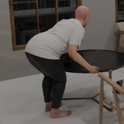 Synthetic actor in a playroom scene