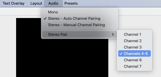 Audio Menu, stereo - auto-pairing