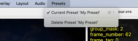 Presets Menu, delete