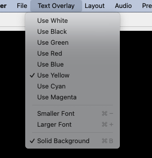 Text Overlay Menu